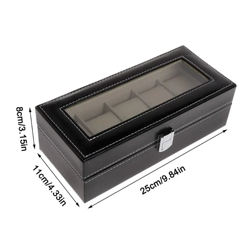 Watch Box Storage Case Gift Package Jewelry Display 5 Grids Luxury Faux Leather Soft Protection Organizer