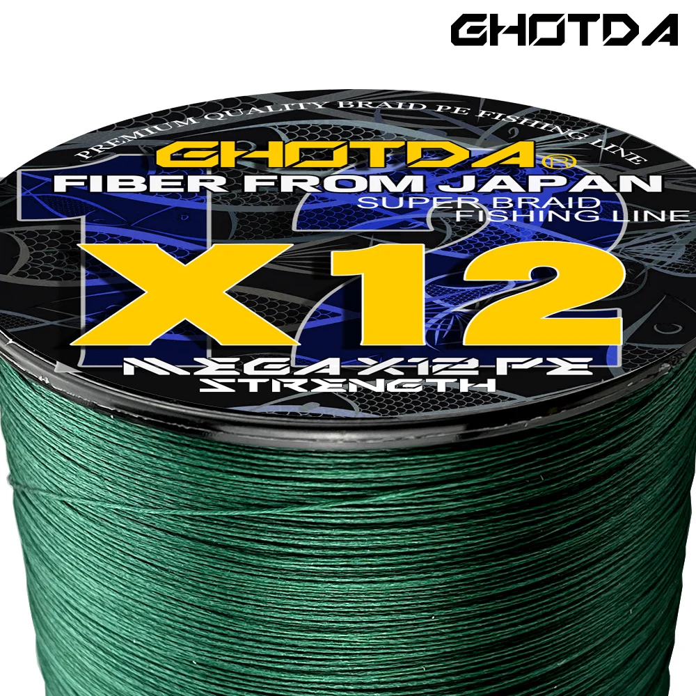 GHOTDA 12 Strands 1000M 500M 300M X12 Braided Fishing Line PE Sea Saltwater Fishing Weaves Super Strong Power 20-120LB