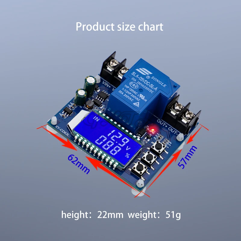 XY-CD63 30a DC6-60V Batterie ladung Entladung Steuer modul DC Spannungs schutz Unter spannung Verlust Verlust Schutz – Detail 13