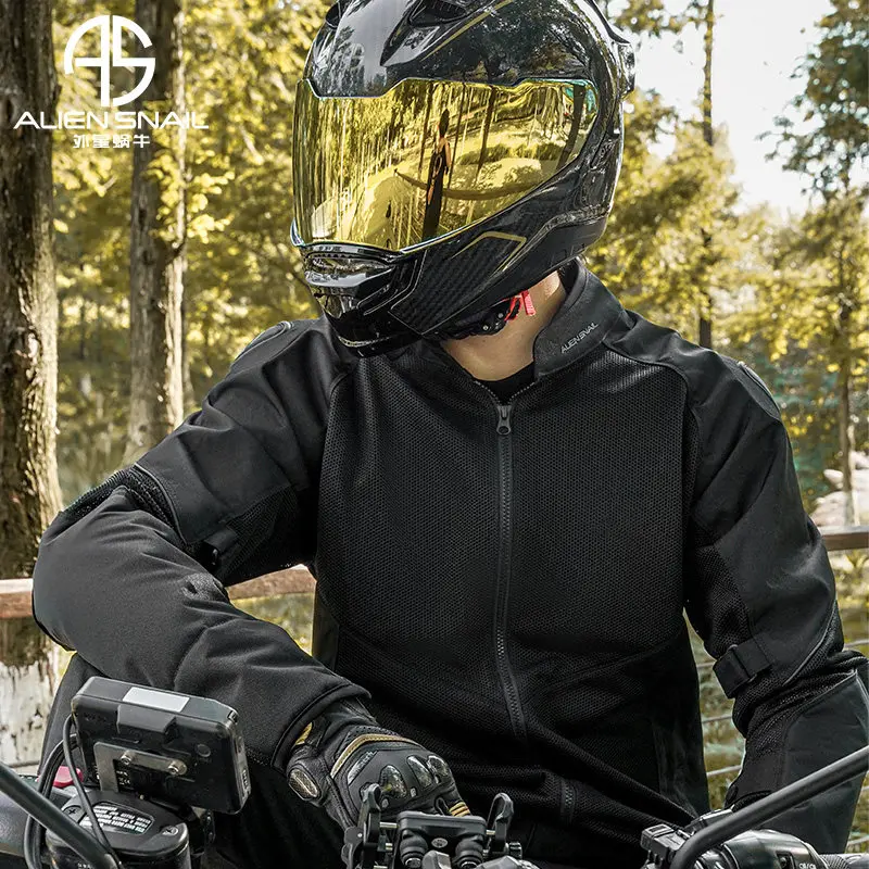 ALIEN SNAIL 오토바이 라이딩 재킷 통근 레이싱 여름 남녀 통기성 안티드롭 오토바이 장비 CE 메쉬 재킷