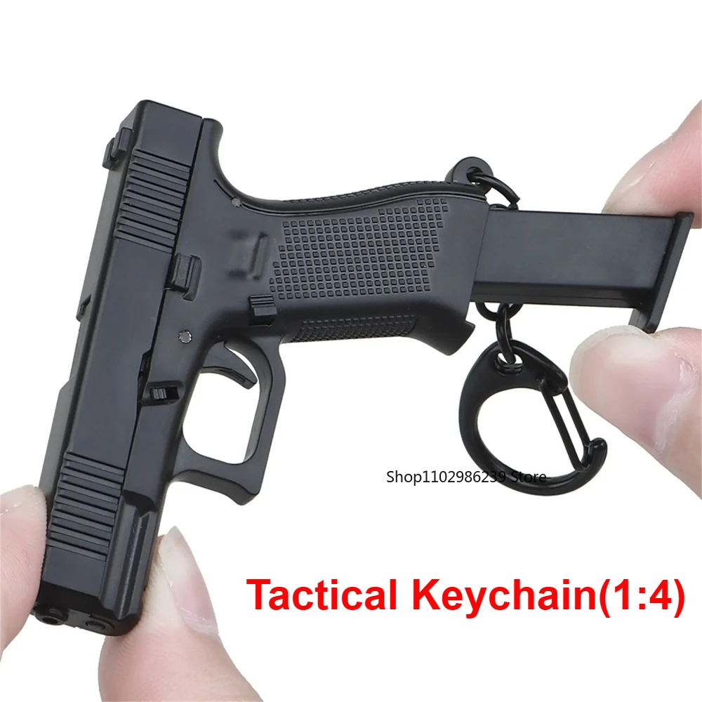 Mini Tactical Pistol Shape Car Keychain for Men Portable Detachable Keyring Realistic Model Toy Bag Accessories