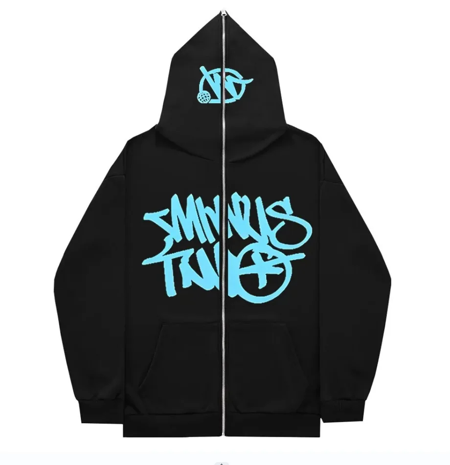 

Y2K Hoodies Men Autumn Minus Two Letter Print Fulll Zipper Oversized Sweatshirt Harajuku Hip Hop Unisex Gothic Tops Jacket Coats