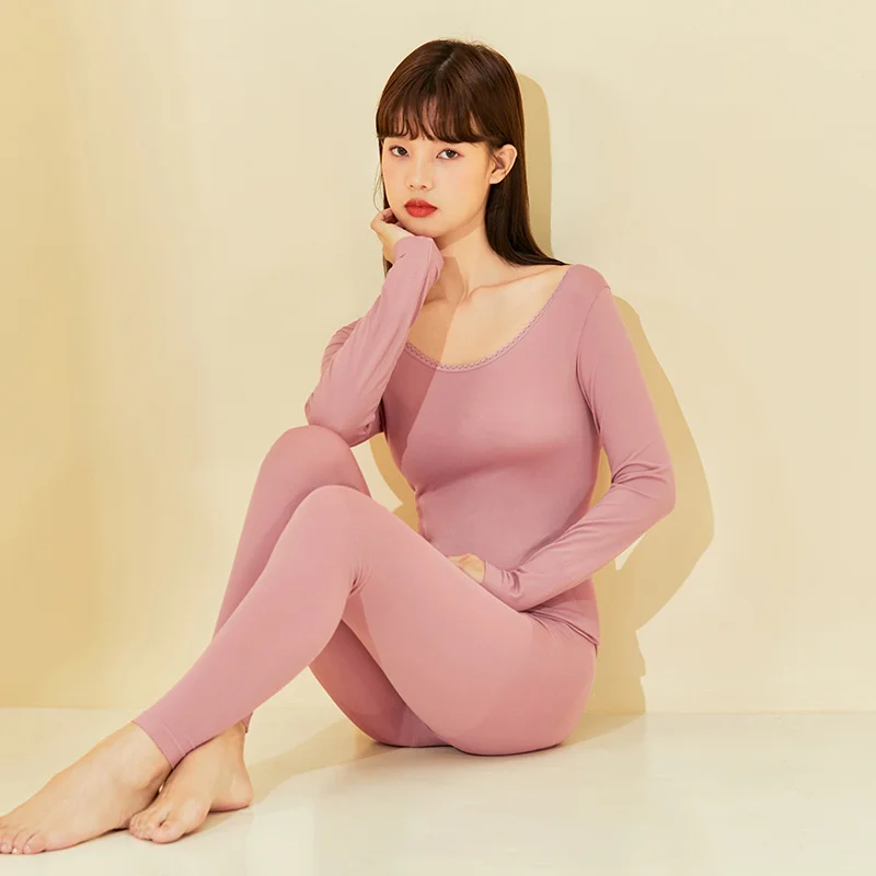 Semir Autumn Long Pants Suits Women Autumn And Winter Ucos Fabric Base Slim Round Neck Underwear thermal underwear sets
