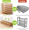Folding Bamboo Shoe Rack - No Installation Required, Ventilated Design,(5 Tier) 5