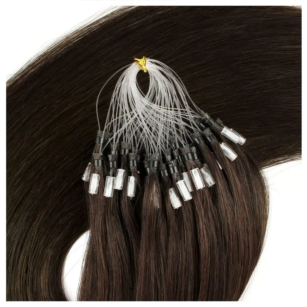 Dark Brown Hair #4 Color Micro Loop Hair Extensions 100% Real Human 16-26 Inch 50g Straight Extension Human for Women