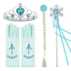 Girls Elsa Anna Accessories Set Kids Party Princess 4 Piece Set Snow Queen Snowflake Magic Wand Tiara Crown Gloves Wig Braid 2