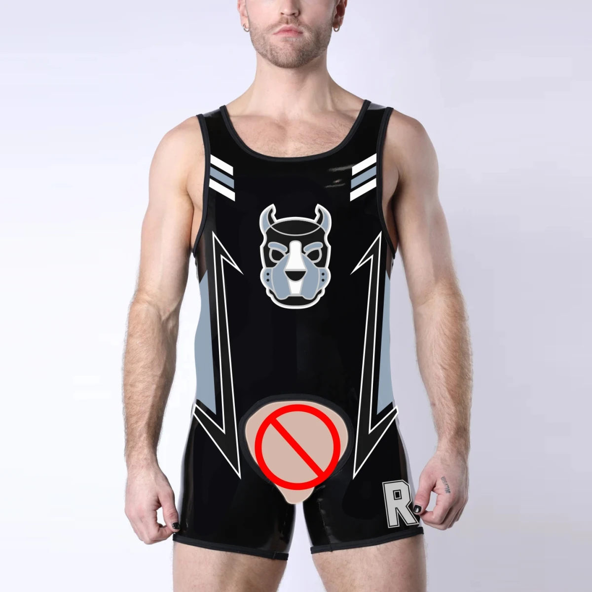 New Hollow Chap Singlet Pup Tron Mens Body Suit Hole Skinsuit One-Piece Sleeveless RT SexyMan Fun Clothing