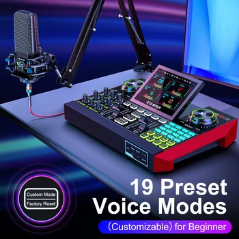 Tenlamp Audio Interface Mixer Sound board,G10 Boom Arm Professional Voice Changer,Podcast Equipment Bundle with 3.5mm Microphone and Live Sound Card For KOL Singing Gaming DJ Mixing Station Controller Equipment Studio Professional Recording Music Mixer 3
