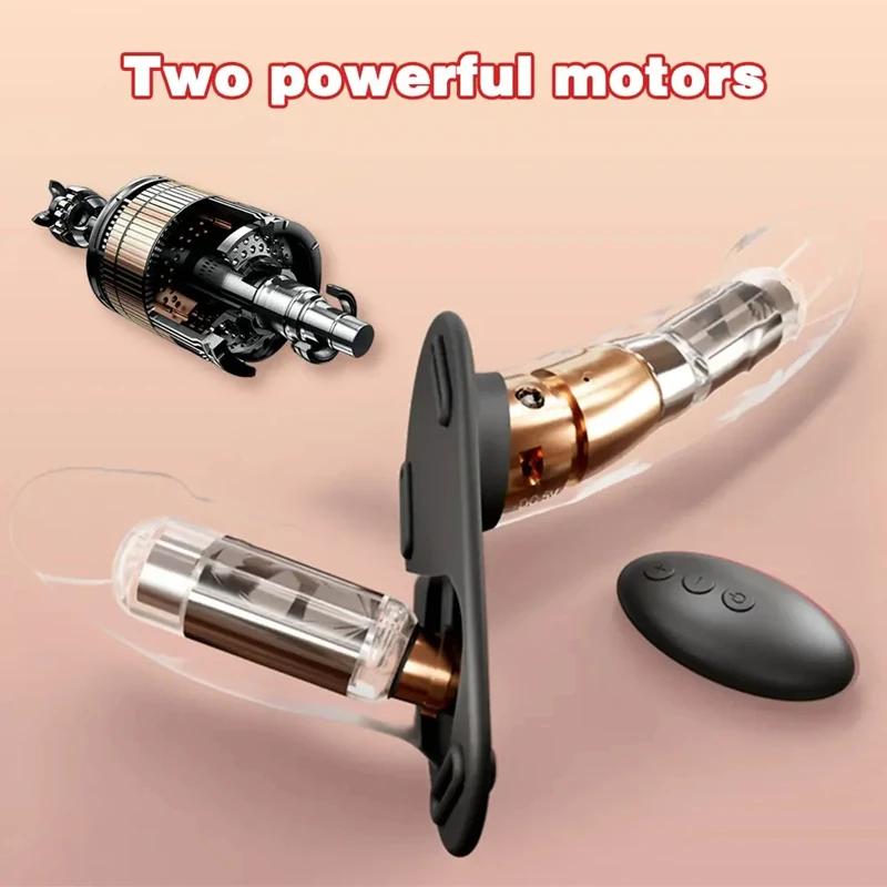 Double Head Electric Vibrating Strap On Dildo Wearable Adjustable Belt for Lesbian Couples Rechargeable Waterproof Sex Toy