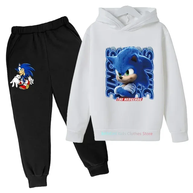 thumbnail image 1 of Conjunto de sudadera con capucha de Sonic para niños, conjunto de jersey para niños, sudadera y pantalones de 2 piezas, ropa de juego genial de manga larga de 100 cm a 160 cm, 1 of 5