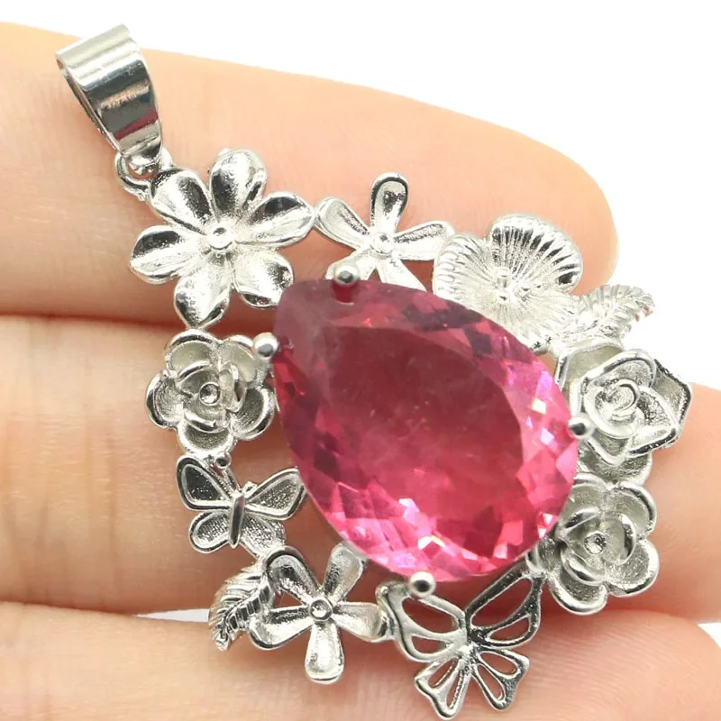 11g Real Customized 925 Solid Sterling Silver  PENDANT Unique London Blue Topaz Violet Tanzanite Blood Ruby Tourmaline Peridot L