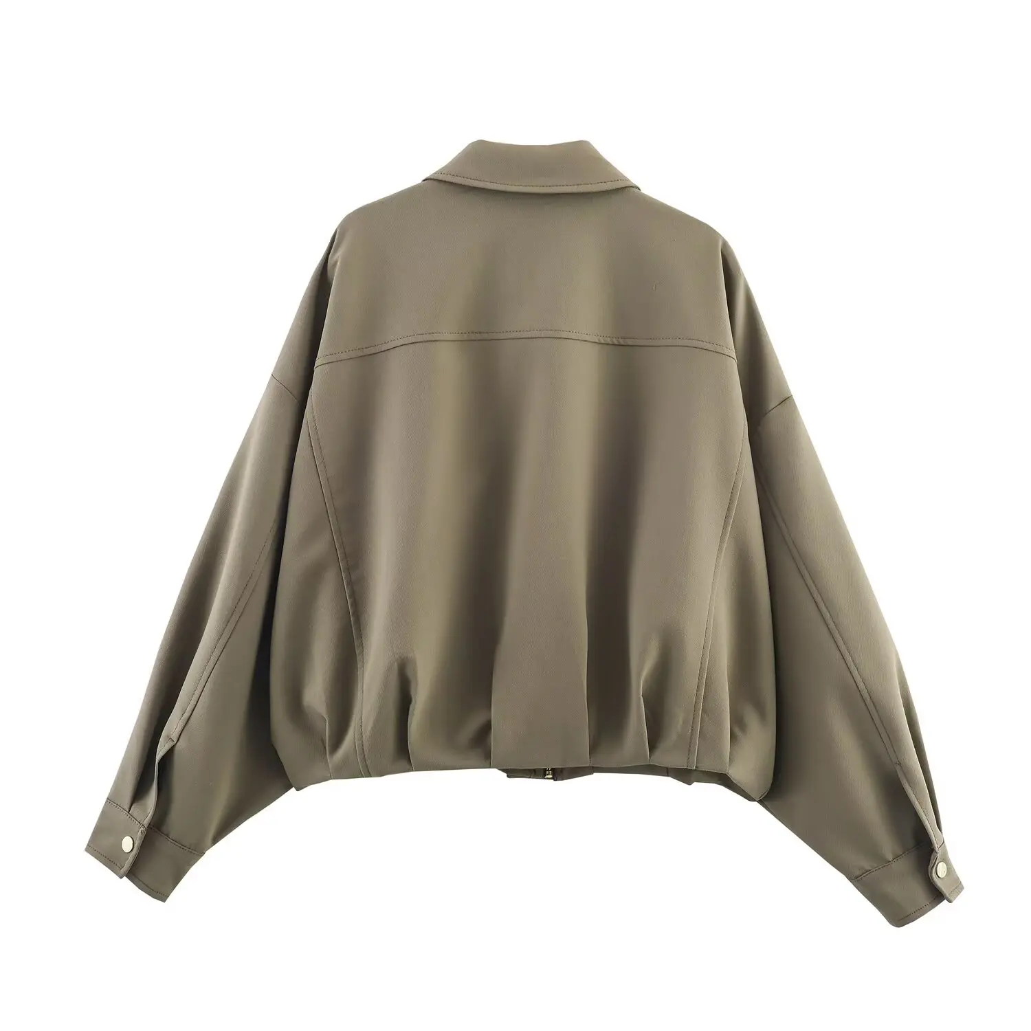 Women's Army Green Pilot Jacket Coat Female Fashion Turn-Down Collar Long Sleeve Loose Coats Lady Vintage Outerwear Chic Tops