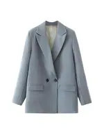 Femmes Chic bureau dame Double boutonnage Blazer Vintage manteau mode col cranté à manches longues dames vêtements d'extérieur hauts élégants 3