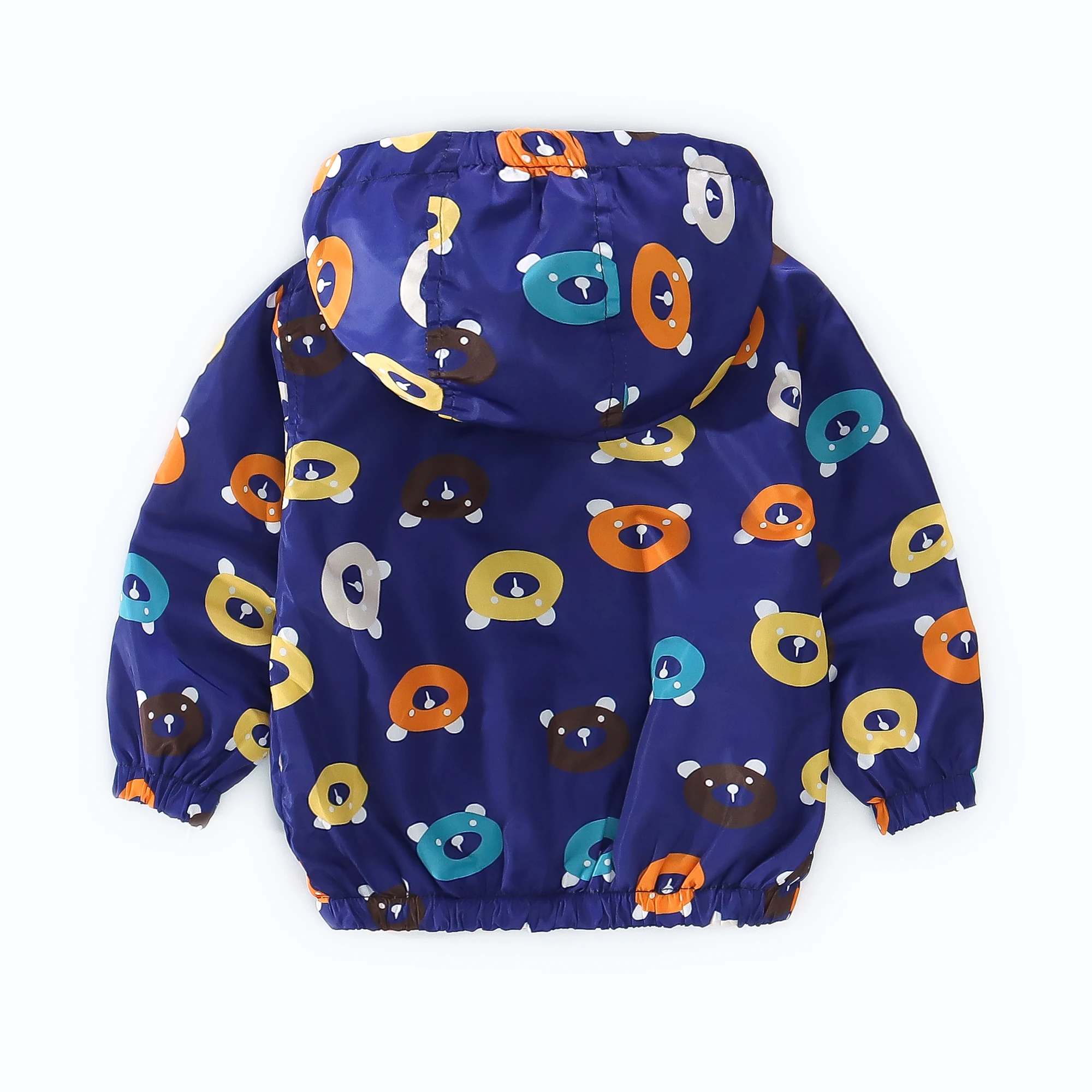 Spring and Autumn Boys' Sprint Suit Full Print Cartoon Bear Windproof Hooded Zipper Sprint Suit Jacket Outer Coat