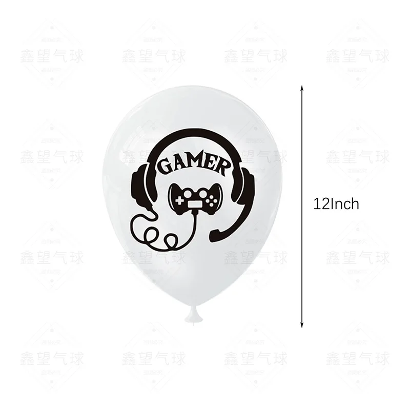Schwarz-Weiße Spielthemen-Ballons, Videospiel-Controller Latexballons, Happy Birthday Party, Kinder-Jungen-Party, Gamer Level Up Ballons – Detail 4