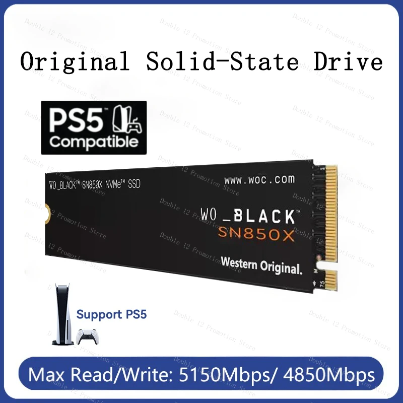 

Original Digital SN850X WO_BLACK SSD M.2 NVMe PCIe 4.0 Read Up to 7300MB/s 2280 SSD for Gaming Computer Laptop Mini PC Notebook
