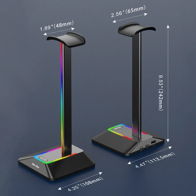 New Bee Z8 RGB Headphone Stand with USB Ports 4