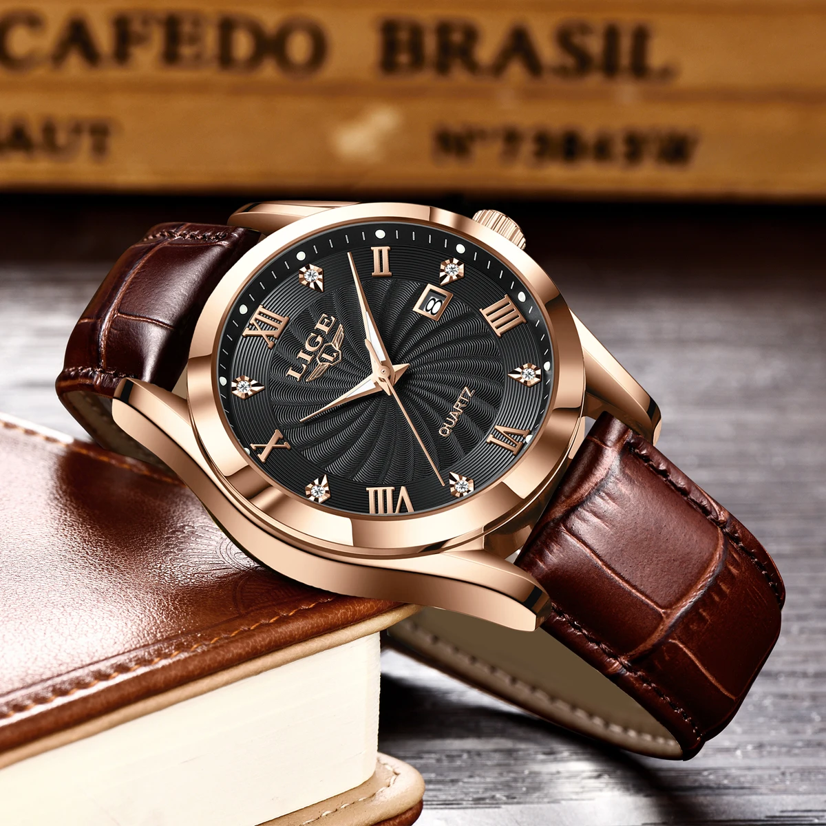 LIGE Brand Luxury Leather Watch Men Fashion Business Men Watch Military Sport Quartz Chronograph Clock Male Waterproof Watches 3