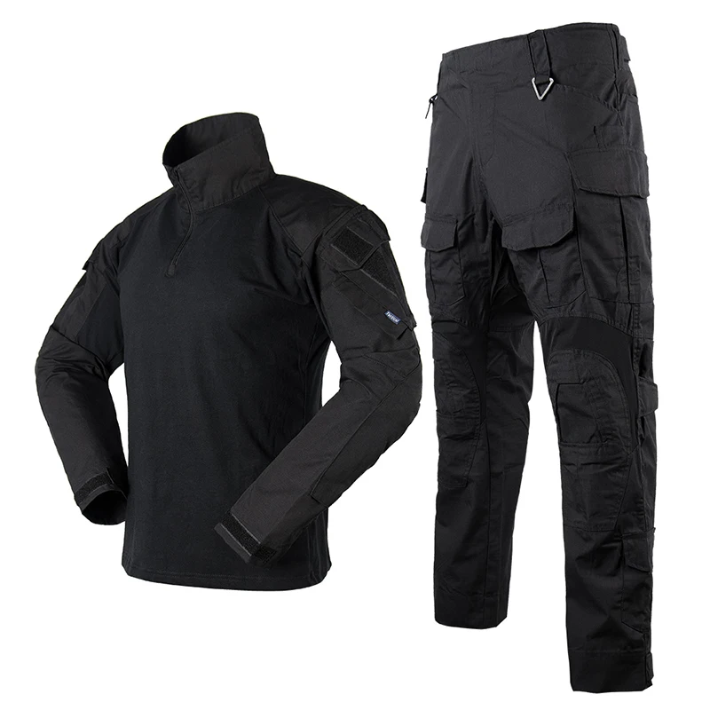 Tactical Suit Man Hunting Clothing Sets BDU Hiking Camouflage Long Sleeve T-shirts Cargo Work Pants combat uniform