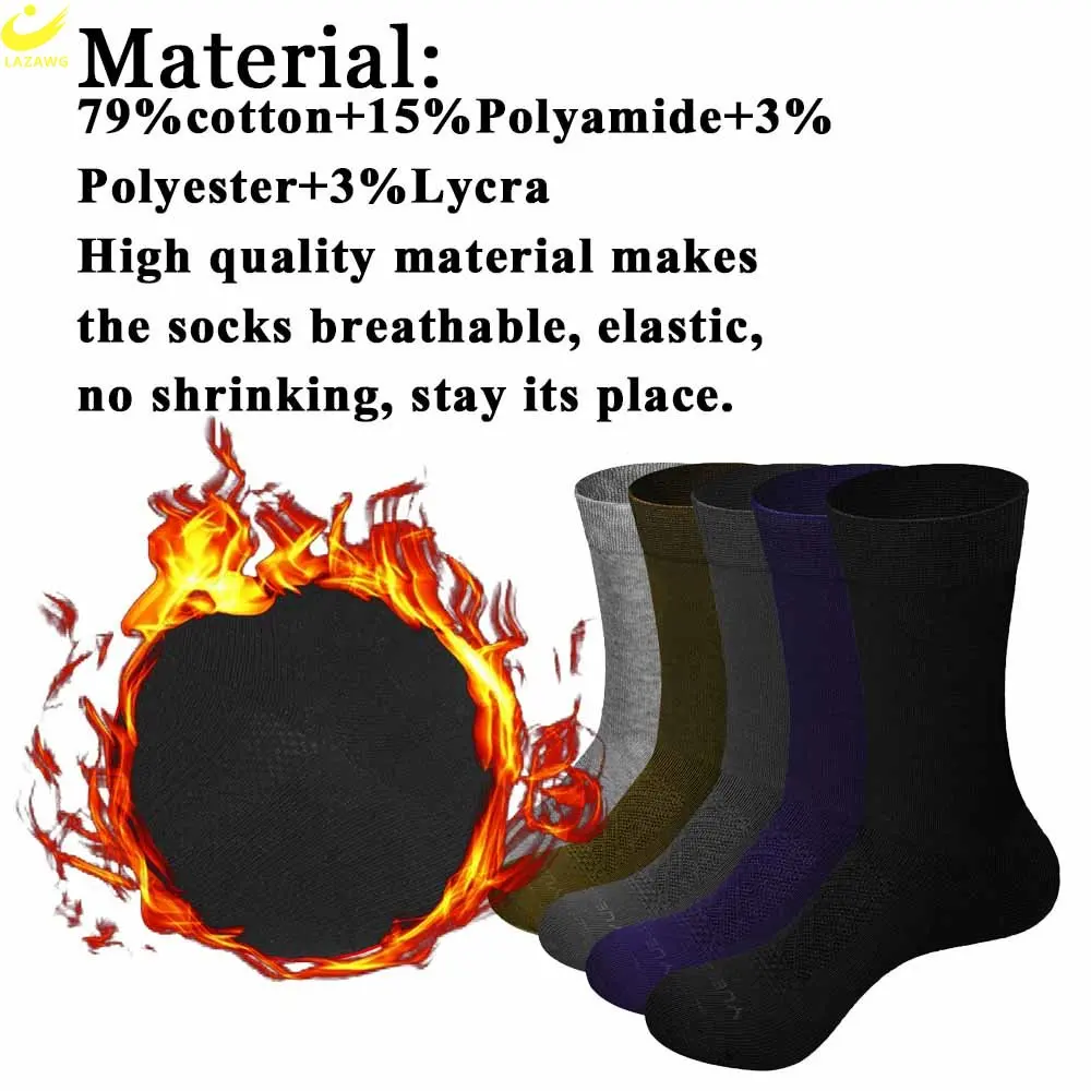 LAZAWG Men's Cotton Socks New Style Black Blue Business Men Socks Soft Breathable Summer Winter for Male Socks