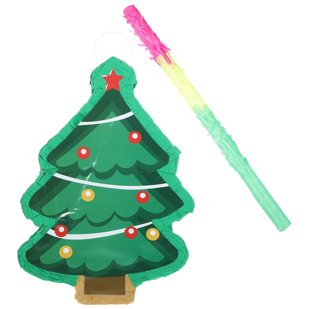 

1 Set Traditional Christmas Tree Pinata Paper Plaything Game Pinata with Rod