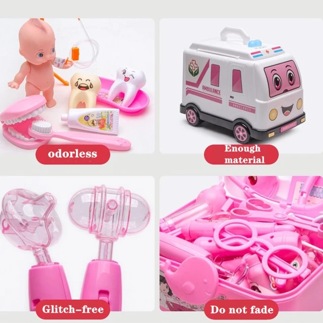 35-51pcs/Set Girls Role Play Doctor Game Medicine Simulation Dentist Treating Teeth Pretend Play Toy for Toddler Baby Kids 4