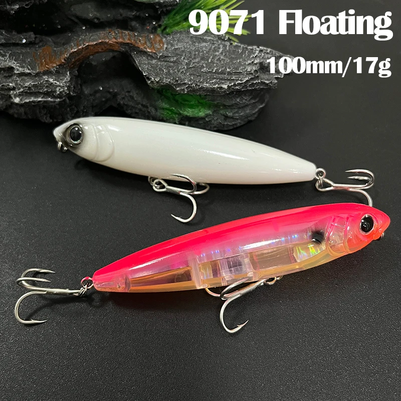 17g lápis de superfície iscas de pesca caminhada ao cão flutuante wobbler laser isca artificial para truta baixo água do mar swimbait suprimentos