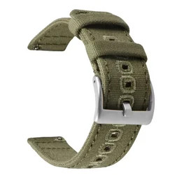 Canvas Nylon Quick Release Watch Strap with Pin Buckle - 22mm (Army green - steel)