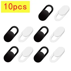 Privacy Sticker: Sliding Webcam Cover for Laptops, Smartphones, and Tablets (10PCS Black - White)