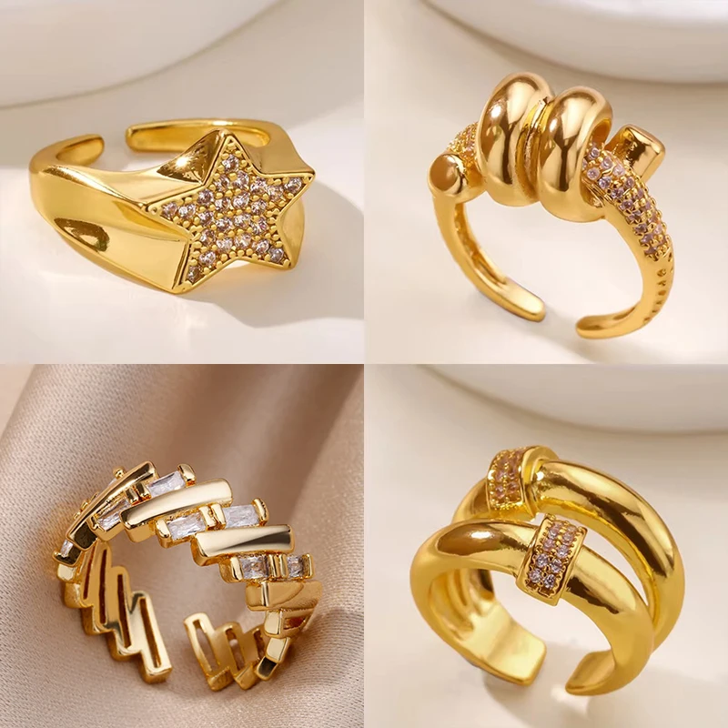 Zircon Star Knot Rings For Women Stainless Steel