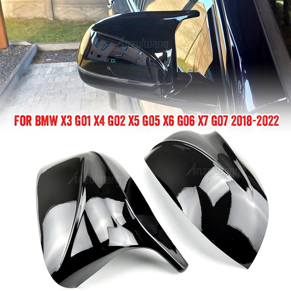 

Car side Rearview Mirror caps CAP High-class Horn for BMW x3 G01 x4 G02 x5 G05 2018-2022 Black Accessories M3 Style Mirror cover