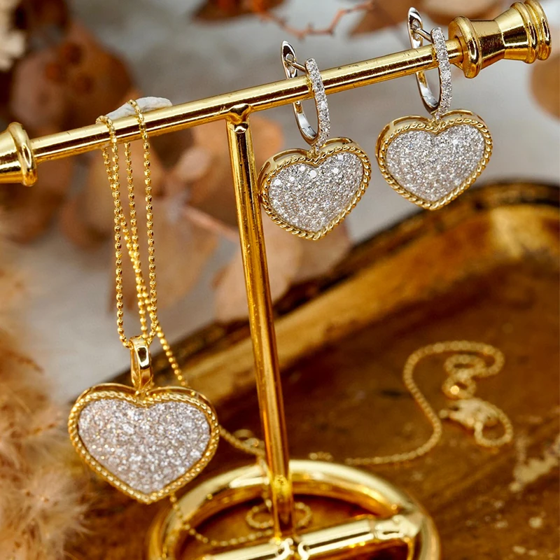 Sb5e6fdb16e8a4c18b8624ab809bd7508j Aazuo High Jewelry Set 18K Gold Real Diamonds Luxulylife Heart Shape Necklace Earring Gift For Women Engagement Wedding Party