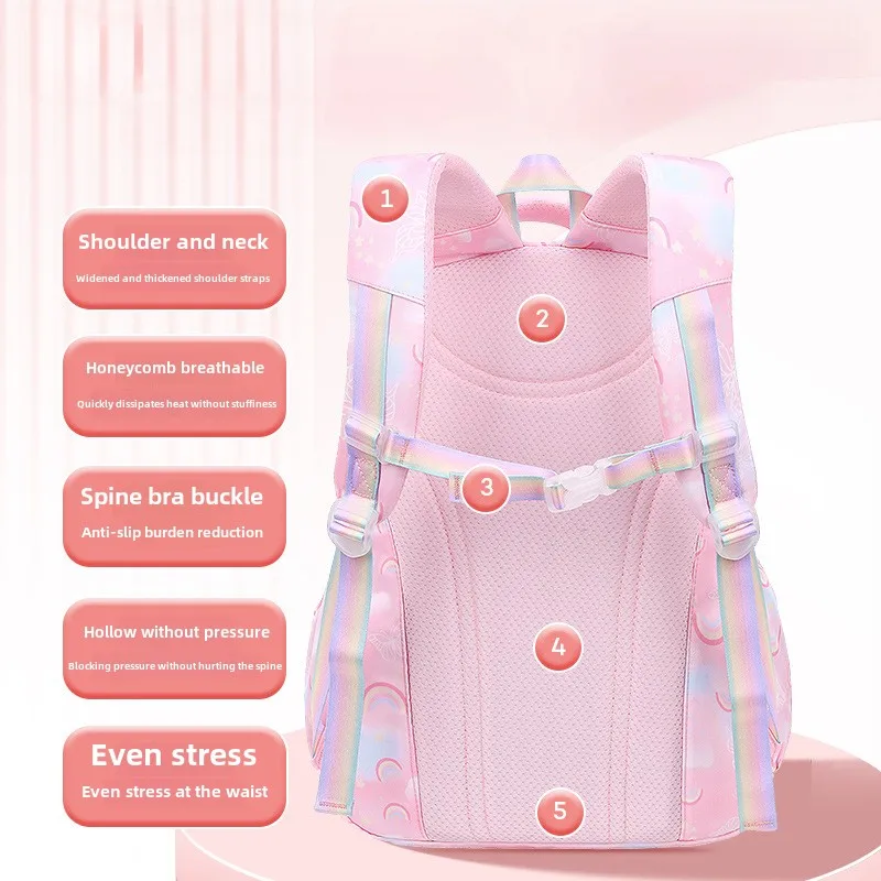 Kid Backpack for Girl Rainbow Butterfly Children Bookbag School Bag Primary School Backpack for Traveling Waterproof Mochilas 4