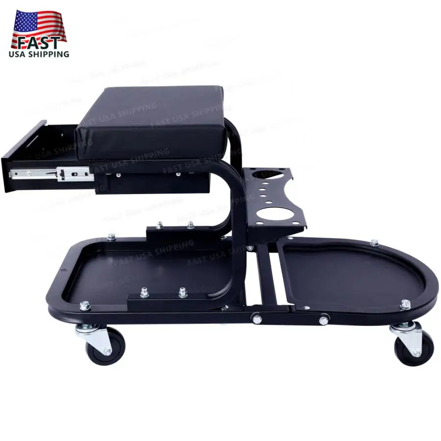 Rolling Detailing Utility Cart for Cars Trucks SUVs RVs Home Garden Garage Accessories Black