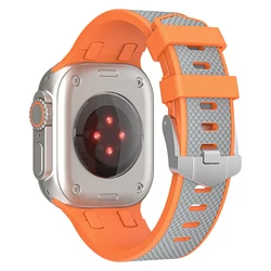 Premium Soft Silicone Sport Loop Watchband - Elegant Design - Series 10 46mm (Orange gray)