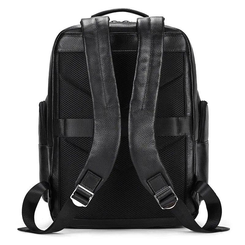 Business Men Real Cow Leather Big Rucksack 17 inch Laptop Backpack Travel Shoulder Bag Hidden USB Interface Bags Boys Schoolbag 4
