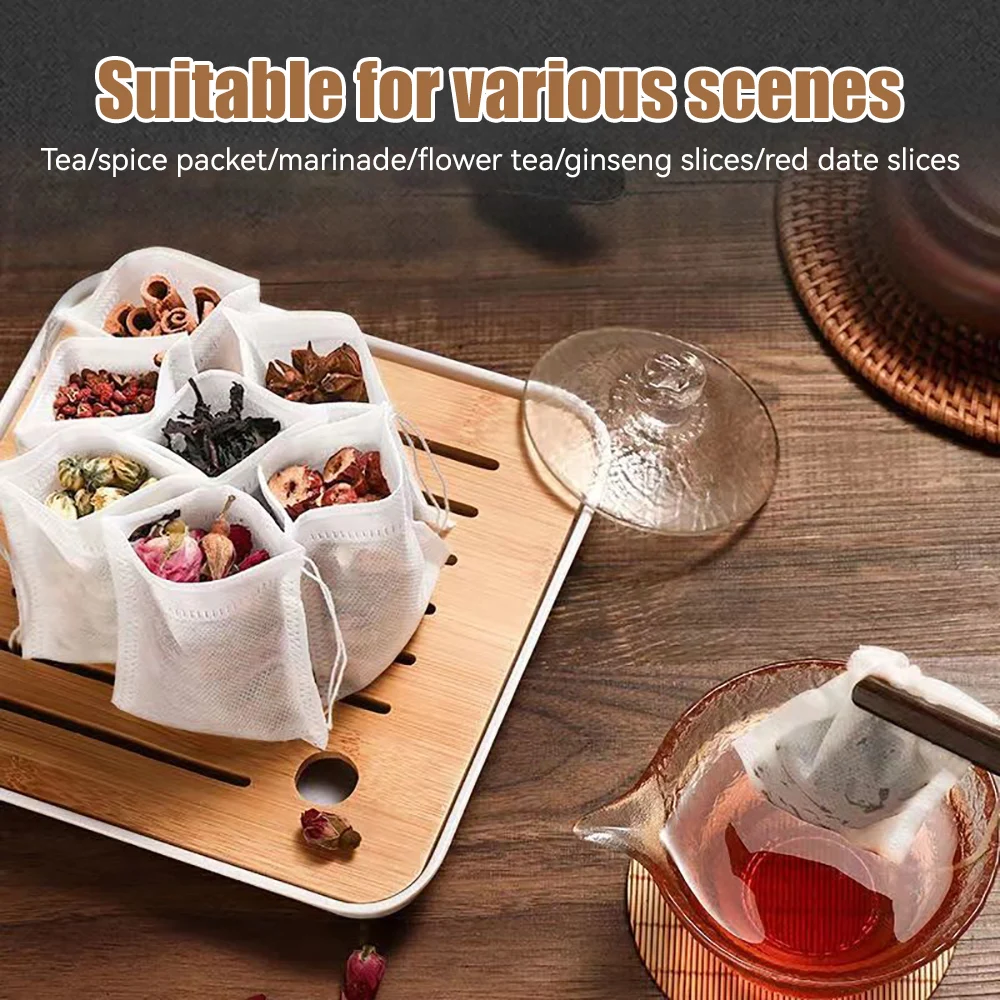 Disposable Tea Filter Bags 100pcs Drawstring