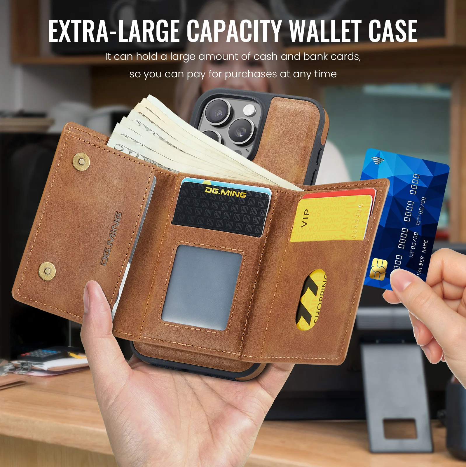 Premium Detachable Magnetic Leather Wallet Phone Case with Card Holder