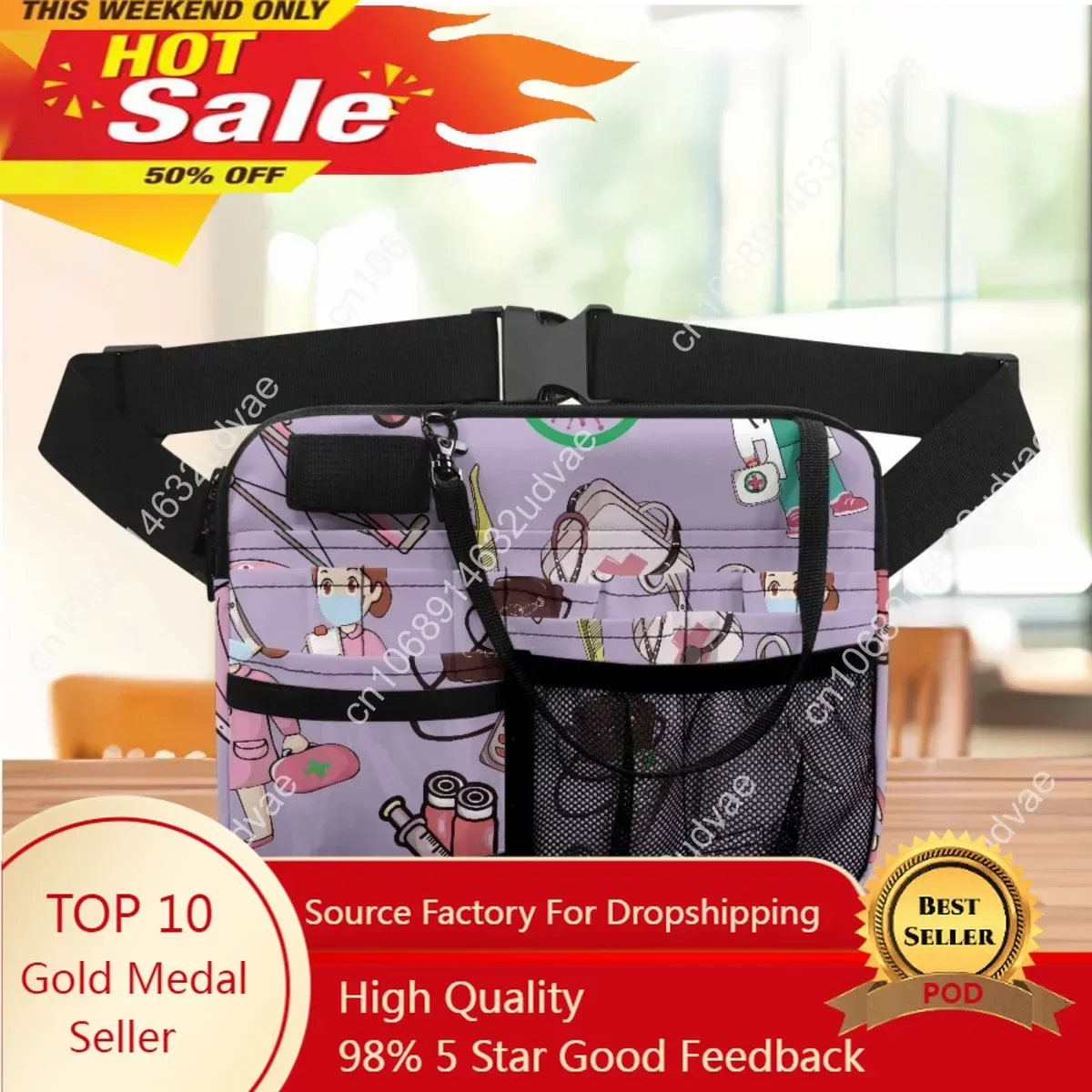 

Women's Waist Bag Nurse Gift Adjustable Strap Portable Multi Pockets Medical Style Design Belt Bag Fanny Pack Female Organizer