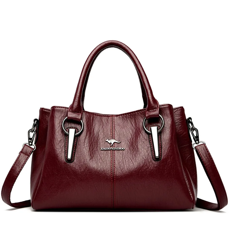 Borsa A Tracolla Donna In Pelle Nappa Morbida – 31x21x2 Cm, Con Tasche Multiple E Cerniere, Nero