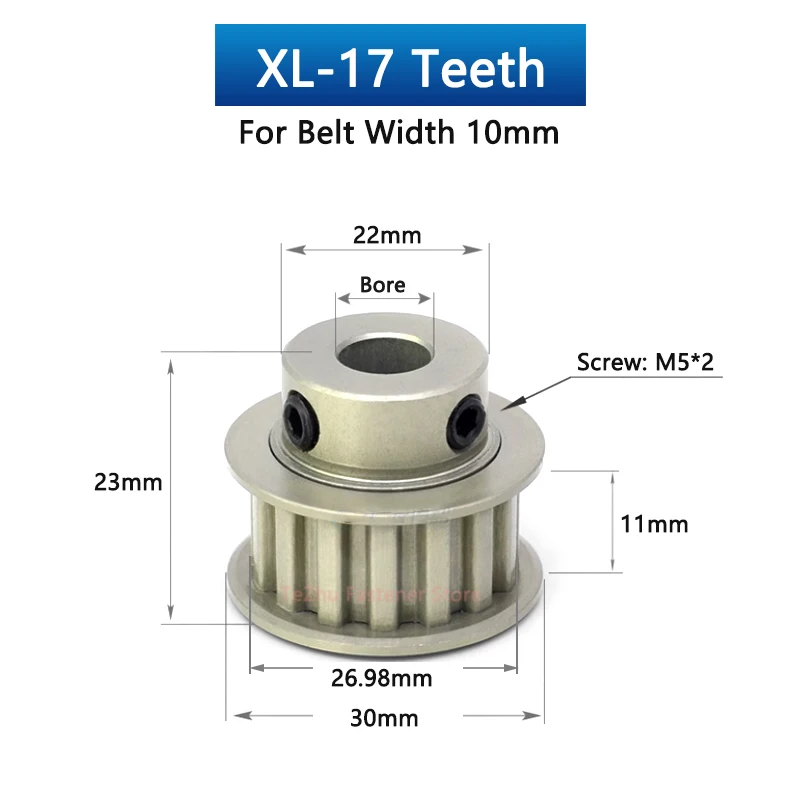 Puleggia Sincrona XL 40 Denti Per Cinghia Larga 10 Mm - Foro Da 15 Mm, Passo XL