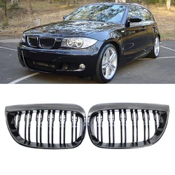 For BMW E81 E87 120d 120i 130i Car Grill Front Kidney Grille Racing Grills Gloss Black Grille Auto ABS Double Slat Grilles 04-06