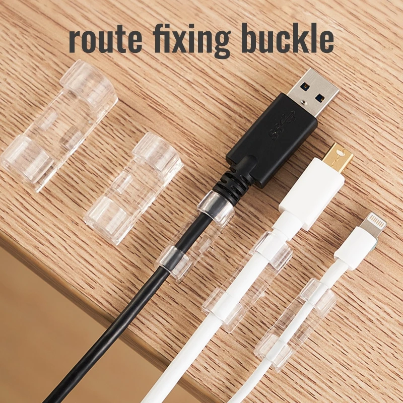20 Pcs Cord Wire Cable Plastic Clips Self Adhesive Clamp Organizer Fixer
