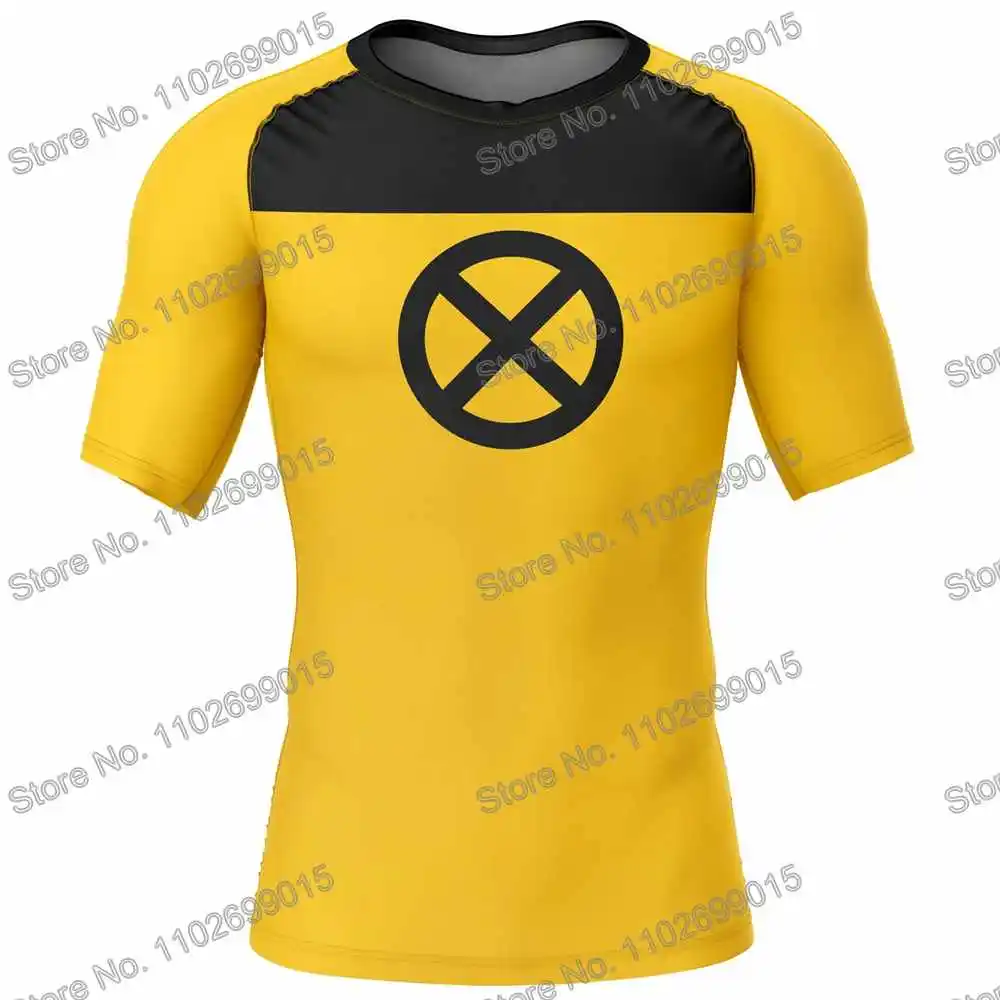 Funny Hero Cartoon Anime Surfing Clothing Swimsuit Men Rash Guard Short Sleeve UV Protection Diving Summer UPF 50+ Beach Tights