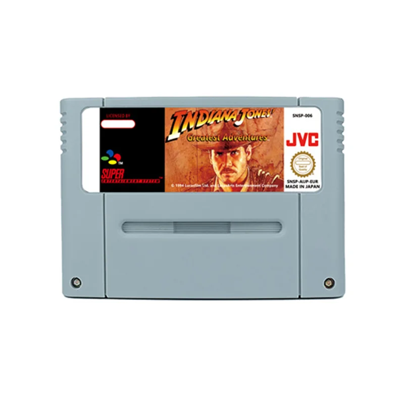 Indiana Jones' Greatest Adventures Action Game for SNES 16 Bit Retro Cart Children Gift