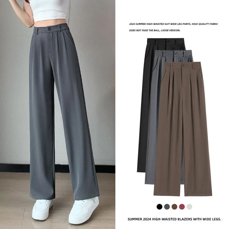 High-Waist Straight Leg Pants for Women's | Comfortable Stretch Fabric, Slim Fit, Versatile Style