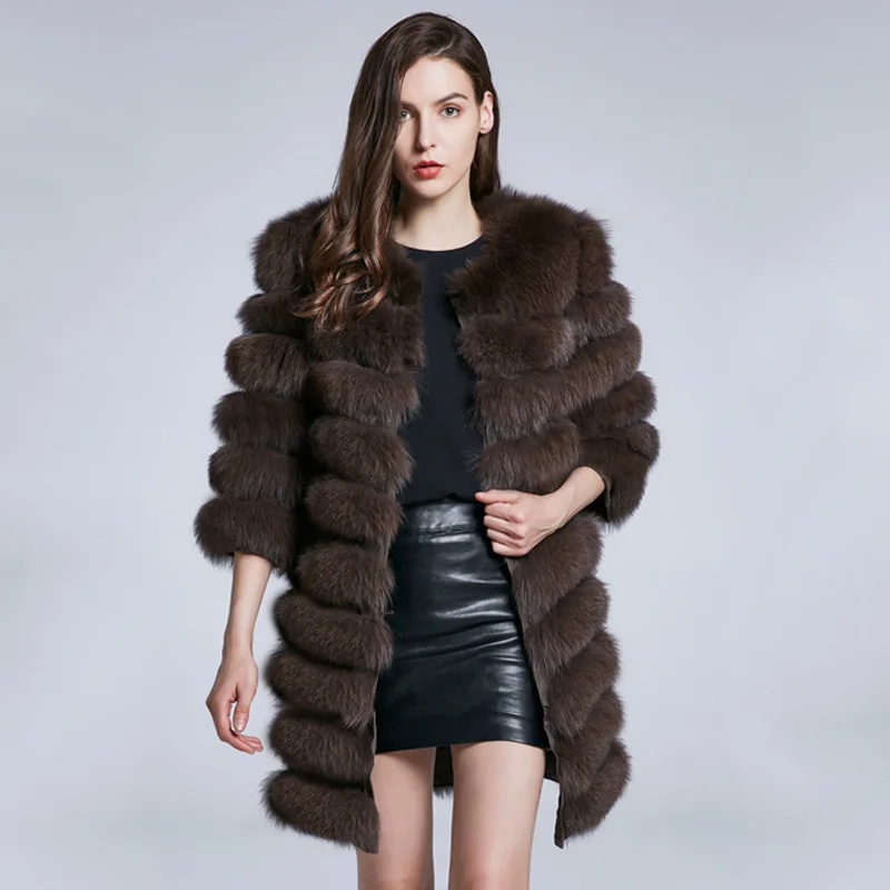 Fox Fur Fur Coat for Women's Autumn and Winter Long Zipper Detachable Genuine Fur Insulation and Thick Coat