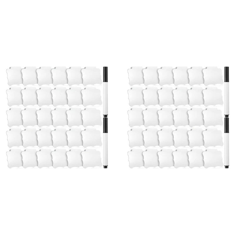 

64 Pieces Basket Labels Clips And Pens Set, Includes 64 Pieces Kitchen Clip Label Holder And 4 Pieces Chalk (White)