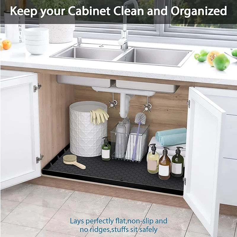 Under Sink Mat,silicone Under Sink Liner, Under Kitchen Sink Mat With  Unique Drain Hole Design,under Sink Tray For Drips - Drawer & Shelf Liners  - AliExpress