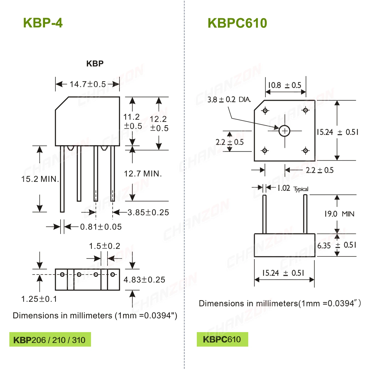 KBP206 KBP210 KBP310 KBL406 KBL410 KBL608 KBL610 GBU406 GBU806 GBU808 GBJ2510 DB107 KBPC610 Diode Bridge Rectifier 800V 1000V diode bridge rectifier rectifier diodes electrical rectifier diodes
